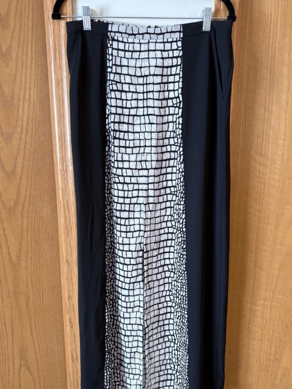 BCBGMaxAzria Black Maxi Skirt with White Grid Panel
